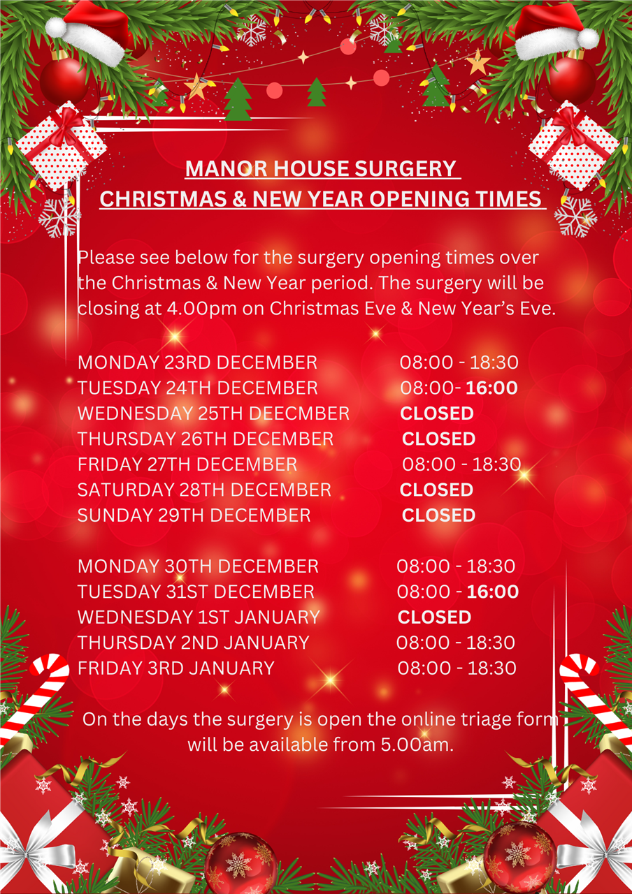 CHRISTMAS & NEW YEAR OPENING TIMES 2024